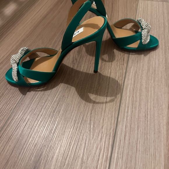 Aquazzura Green Very Bow Tie Crystal Sandal 105 - Picture 3 of 5